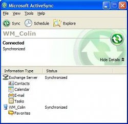 ActiveSync - Uživatelské rozhraní