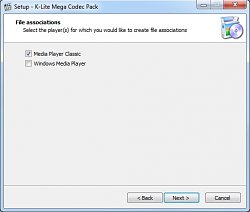 K-Lite Mega Codec Pack - Výběr přehrávače