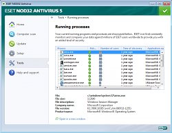ESET NOD32 Antivirus - Běžící procesy