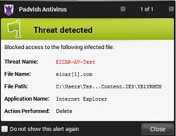 Detekovaná hrozbaPadvish Antivirus
