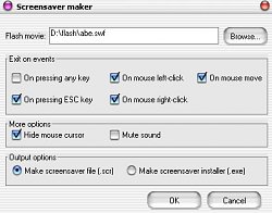 Flash screensaver maker