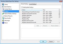Pridanie klávesových skratiek do programu Windows Media Player