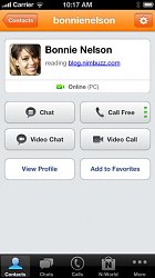 Podpora video hovorovNimbuzz Messenger (mobilné)