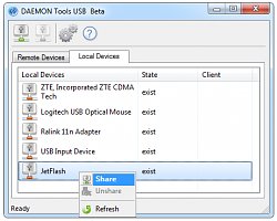 Zdieľaná zariadenieDAEMON Tools USB