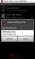 TestovanieZoner AntiVirus Free (mobilné)