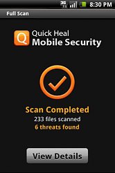 Nájdené hrozbyQuick Heal Security (mobilné)