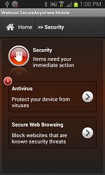SprávaWebroot Security & Antivirus (mobilné)