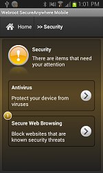 Možné ohrozenieWebroot Security & Antivirus (mobilné)