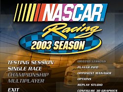 Úvodná obrazovkaNASCAR Racing 2003 Season