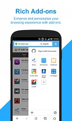 Množstvo doplnkovUC Browser (mobilné)