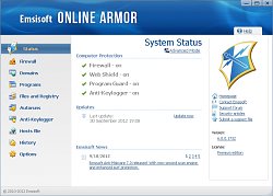 Stav systémuEmsisoft Online Armor