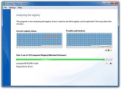Takmer ukončené skenovanieAuslogics Registry Defrag