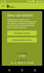 Zľavy pre užívateľaKempy v ČR a na Slovensku (mobilné)