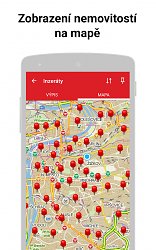 Mapa s nehnuteľnosťamiSreality.cz (mobilné)