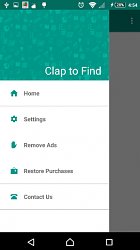 Menu aplikácieClap to Find (mobilné)