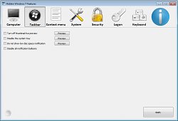 TaskbarHidden Windows 7 Features