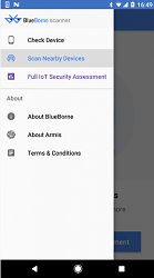 Menu aplikácieBlueBorne Vulnerability Scanner (mobilné)