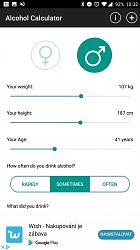 Zadávanie informáciíAlcohol Meter: Drunkenness Calculator (mobilné)