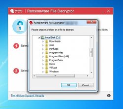 Voľba zložkyTrend Micro Ransomware File Decryptor